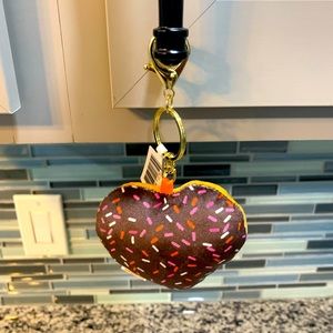 Dunkin Donuts Plush Chocolate Heart With Sprinkles Key Chain, New Valentines!